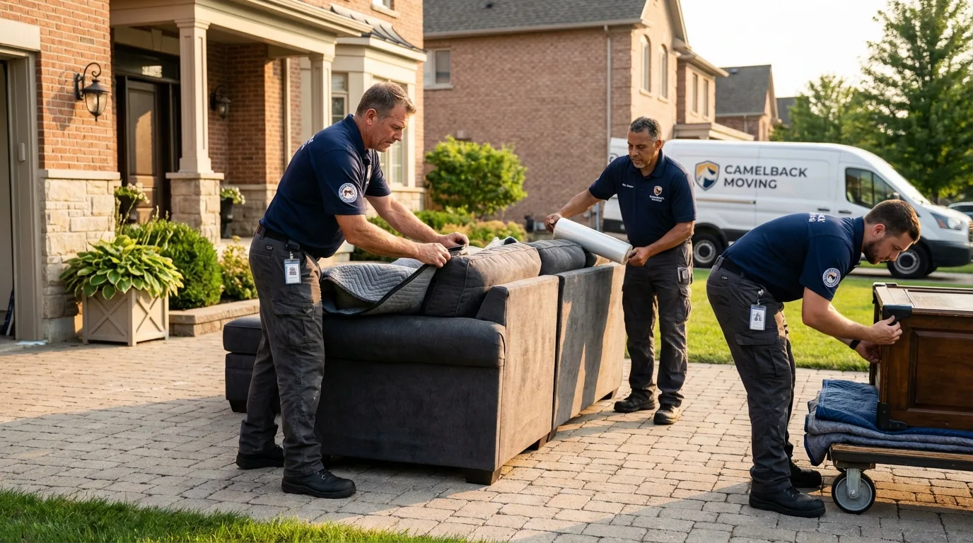 Large estate moving crew wrapping furniture in Brownstown, PA